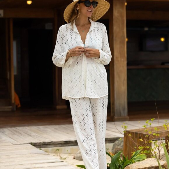 Kenny Flowers “Santorini” Eyelet Resort Shirt – White – NWT - Picture 5 of 7